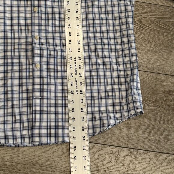 Peter Millar Summer Comfort Men’s Large Blue Plaid Long Sleeve Button Up Casual - Picture 4 of 7